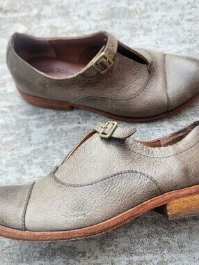 Kork-Ease Niseda Oxfords Gray Leather Cap Toe Slip On Shoes, Womens Size 6